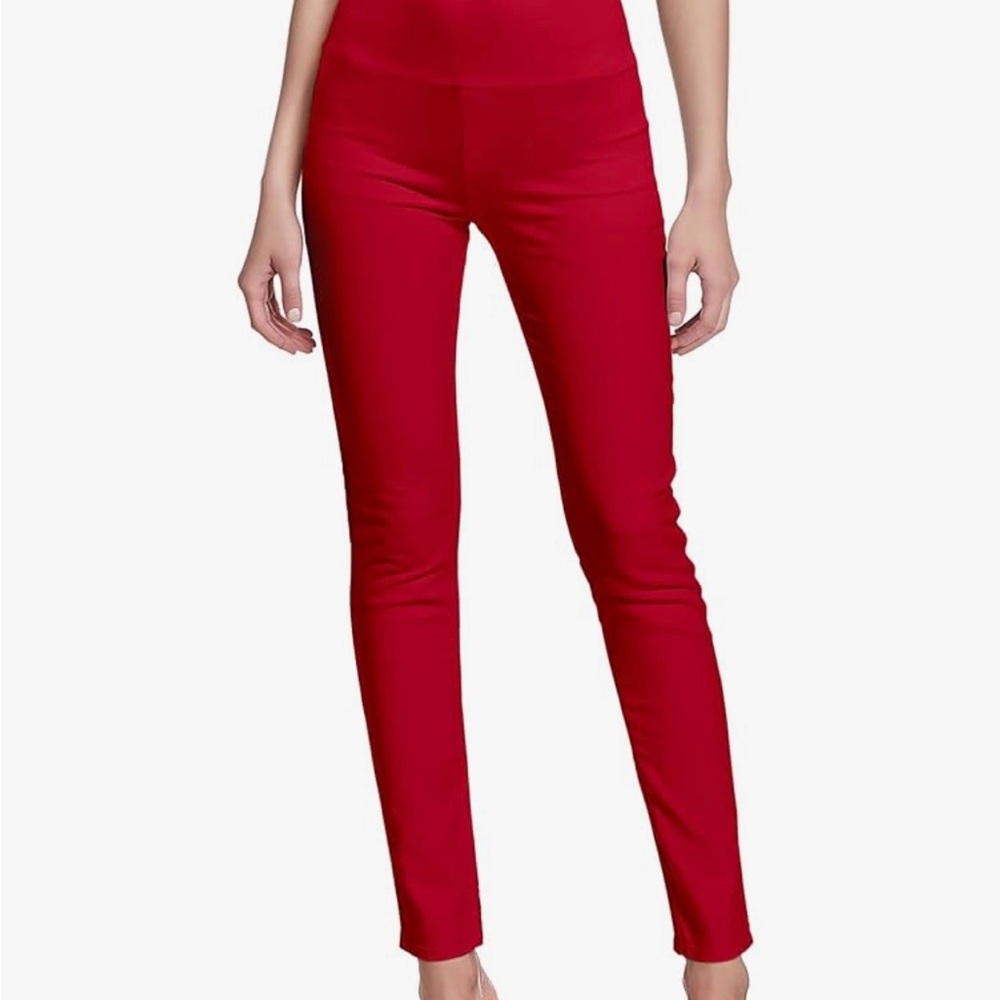 Hybrid & Company Red Skinny Pants High-Waisted Tapered